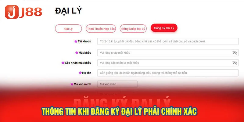 Thông tin khi đăng ký đại lý phải chính xác